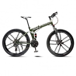 Liudan Zusammenklappbare Mountainbike Liudan Fahrrad Green Mountain Bike Fahrrad 10 Spoke Wheels Folding 24 / 26 Zoll-Doppelscheibenbremsen (21 / 24 / 27 / 30 Speed) faltbares Fahrrad (Color : 21 Speed, Größe : 24inch)