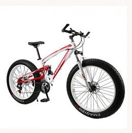 LJLYL Fahrräder LJLYL Fat Tire Mountainbike Fahrrad für Männer Frauen, mit Vollfederung MBT Bikes Leichter Rahmen aus Kohlenstoffstahl und Doppelscheibenbremse, C, 24 inch 21 Speed