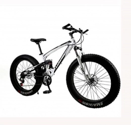 LJLYL Fahrräder LJLYL Fat Tire Mountainbike Fahrrad für Männer Frauen, mit Vollfederung MBT Bikes Leichter Rahmen aus Kohlenstoffstahl und Doppelscheibenbremse, D, 24 inch 21 Speed