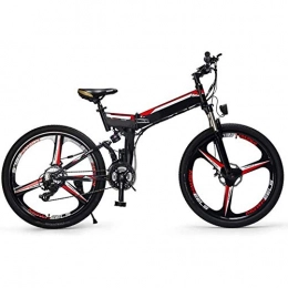 LLLKKK Folding E-Bike, 26 Zoll-Elektro-Mountainbike, mit Super-Magnesium-Legierung 3 Speichen integrierten Rad, Premium Full-Suspension und Shimano 24 Speed ??Gear