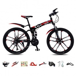 Llpeng Fahrräder Llpeng Klapprad 26 Zoll, 30-Gang Folding Mountain Bike, Unisex Leichtes Commuter Bike, MTB Fully Fahrrad mit Doppelscheibenbremse (Color : Red, Size : A Wheel)