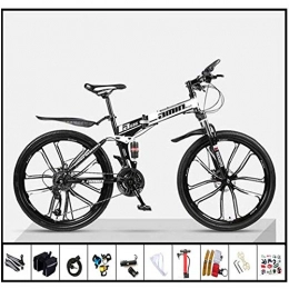 LQRYJDZ Fahrräder LQRYJDZ 26 Inches Faltbarer Mountainbike, 24 Geschwindigkeit Full Suspension MTB Faltbarer Rahmen 10 Schneidrad (Color : White)