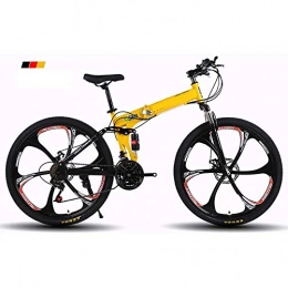 LQRYJDZ Fahrräder LQRYJDZ 26-Zoll-Berg Faltrder, Doppelscheibenbremse Hardtail Mountainbike, Fahrrad Adjustable Seat, High-Carbon Stahlrahmen, 21 Geschwindigkeit (Color : Yellow)