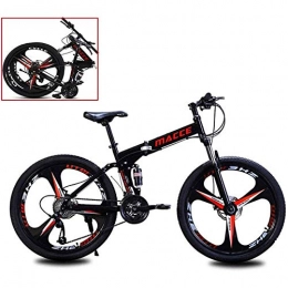 LQRYJDZ Fahrräder LQRYJDZ 26inch Folding Fahrrad Mountainbike for Erwachsene Mnner und Frauen, High Carbon Steel Doppelaufhebung Rahmen, 21-Gang-Scheibenbremse, Federgabel (Color : Black)