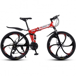 LQRYJDZ Fahrräder LQRYJDZ Folding Mountain Bike 26 Zoll, Unisex, vorn + hinten Kotflgel, 21-Gang-Antrieb All Terrain Mountain Bike mit Doppelscheibenbremse (Color : Red)