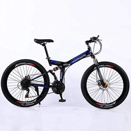 LQRYJDZ Folding Mountain Bikes, High Carbon Stahlrahmen 24/26 Inch Variable Speed Doppelstodmpfung DREI Schneidrder Klapprad (Color : 24inch)