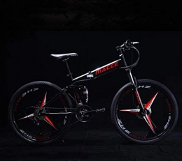 LUO'S Fahrräder LUO Bike Mountain Erwachsenen-Mountainbike, Beach-Snowbikes mit Doppelscheibenbremse, Faltrad mit Vollfederung aus Kohlenstoffstahl, 24-Zoll-Räder, Schwarz, 27-Gang, Schwarz, 30 Geschwindigkeit