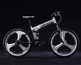 LUO'S Fahrräder LUO Bike Mountain Erwachsenen-Mountainbike, Beach-Snowbikes mit Doppelscheibenbremse, Faltrad mit Vollfederung aus Kohlenstoffstahl, 26-Zoll-Räder, Weiß, 27-Gang, Weiß, 30 Geschwindigkeit