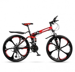 LUO'S Fahrräder LUO Bike Mountain Mountainbike für Erwachsene, faltbares City-Fahrrad mit Vollfederung, Offroad-Doppelradbremse, 26-Zoll-Räder aus Magnesiumlegierung mit sechs Messern, A, 27-Gang, EIN, 30 Geschwindigk