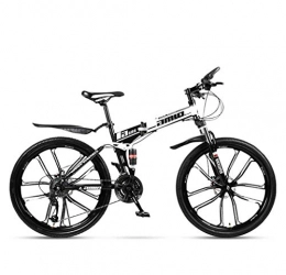 LUO'S Fahrräder LUO Bike Mountain Mountainbike für Erwachsene, faltbares City-Fahrrad mit Vollfederung, Offroad-Doppelradbremse, 26-Zoll-Räder aus Magnesiumlegierung mit zehn Messern, D, 27-Gang, B, 21 Geschwindigkei