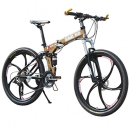 Lyq&st Zusammenklappbare Mountainbike Lyq&st Einrad-Folding Fahrrad, 27-Gang-Adjustment / Dual-Scheibenbremse / Stoßabsorbierenden Folding Adult Fahrrad, 26-Zoll- (Color : Gold)