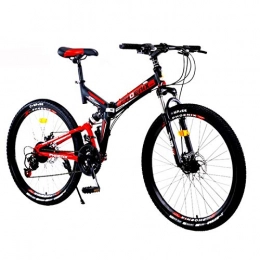 LYRWISHPB Zusammenklappbare Mountainbike LYRWISHPB Berg-Fahrrad-Folding Erwachsene Fahrrad-Mountain-Bike Folding Variable-24-Speed ​​24-Zoll-Doppel stoßabsorbierendes Scheibenbremse (blau, rot) (Color : Red, Size : 24 inch)
