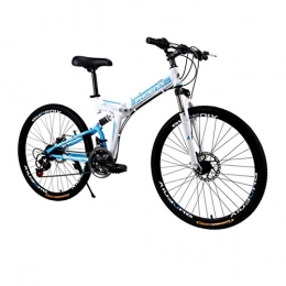 LYRWISHPB Fahrräder LYRWISHPB Berg-Fahrrad Folding Erwachsene Fahrrad-Mountain-Bike Hinterrad-Stoßdämpfer Rennrad MTB Double Disc-Bremsen Vorne 24-Geschwindigkeit und 24 Zoll (Color : Blue, Size : 26inch)