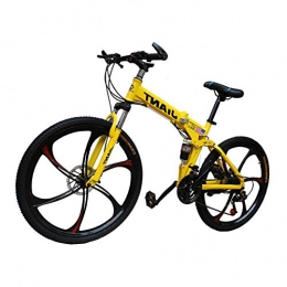 LYRWISHPB Zusammenklappbare Mountainbike LYRWISHPB Berg-Fahrrad MTB Fahrrad-Folding Female Student 21 / 24speed Doppel-Shock-Absorbing-Disc-Brake-Fahrrad-Gebirgs-Bike (blau, rot) (Color : Yellow, Size : 21 Speed)