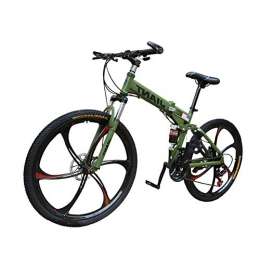 LYRWISHPB Fahrräder LYRWISHPB Fahrrad-Mountain-Bikes Kohlenstoff-Stahl Folding 21 / 24-Speed ​​Premium-Integrated-Rad-Doppel-Shock-Absorbing-Scheibenbremse Fahrrad mehr Farben erhältlich (Color : Green, Size : 21 Speed)