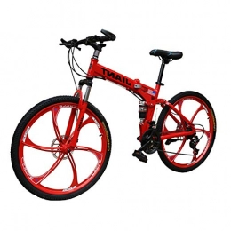 LYRWISHPB Fahrräder LYRWISHPB Fahrrad-Mountain-Bikes Kohlenstoff-Stahl Folding 21 / 24-Speed ​​Premium-Integrated-Rad-Doppel-Shock-Absorbing-Scheibenbremse Fahrrad mehr Farben erhältlich (Color : Red, Size : 24 Speed)