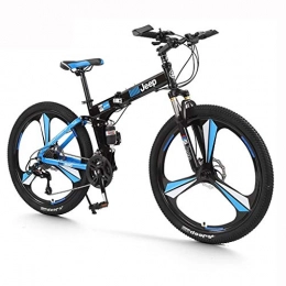 LYRWISHPB Zusammenklappbare Mountainbike LYRWISHPB Faltbare Mountainbike MTB Fahrrad 26 Zoll 24 Speed-Stahlrahmen Doppelscheibenbremse Folding Rennrad, for Mann, Frau, Stadt, Aerobic, Ausdauertraining (Color : Blue)