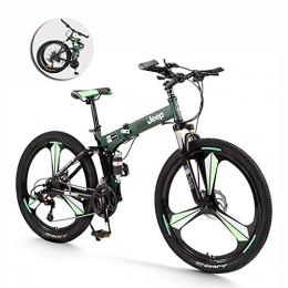 LYRWISHPB Fahrräder LYRWISHPB Faltbare Mountainbike MTB Fahrrad 26 Zoll 24 Speed-Stahlrahmen Doppelscheibenbremse Folding Rennrad, for Mann, Frau, Stadt, Aerobic, Ausdauertraining (Color : Green)