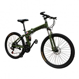 LYRWISHPB Zusammenklappbare Mountainbike LYRWISHPB Folding Mountain Bike, Fully Rennräder mit Scheibenbremsen, 21 / 24 Geschwindigkeit Fahrrad Fully MTB Fahrrad for Männer / Frauen Schwarz, Rot, Gelb, Grün (Color : Green, Size : 24 Speed)