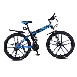 LYRWISHPB Fahrräder LYRWISHPB Mountain Bike for Männer Frauen, 24 / 26 Zoll Folding Leichten Aluminium Full Suspension Rahmen Fahrrad, 24-Gang, DREI Rad-Cruiser Dual-Scheibenbremse (Color : Black Blue, Size : 26inch)