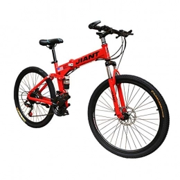 LYRWISHPB Fahrräder LYRWISHPB Mountainbike-Rad-Doppelaufhebung Faltrad MTB Folding Fahrrad-Doppelscheibenbremse 21 / 24 Geschwindigkeit Faltbarer Rahmen (Farbe: Schwarz, Rot, Gelb, Grün) (Color : Red, Size : 24 Speed)
