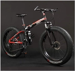 Lyyy Fahrräder Lyyy Erwachsene Mountain Bikes, Faltbarer Rahmen Fat Tire Doppel-Suspension-Gebirgsfahrrad, High-Carbon Stahlrahmen, All Terrain Mountain Bike YCHAOYUE (Color : 20" Red, Size : 27 Speed)