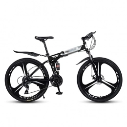 LZZB Fahrräder LZZB 21 / 24 / 27 Speed ​​26 Zoll Mountainbike Carbon Stahlrahmen mit mechanischen Doppelscheibenbremsen Doppelstoßdämpfer Design Outdoor Bikes für Herren Damen(Größe: 27 Speed, Color: Black) / Black / 21