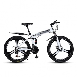 LZZB Fahrräder LZZB 21 / 24 / 27 Speed ​​26 Zoll Mountainbike Carbon Stahlrahmen mit mechanischen Doppelscheibenbremsen Doppelstoßdämpfer Design Outdoor Bikes für Herren Damen(Größe: 27 Speed, Color: Black) / White / 21