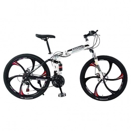 Marxways Fahrräder Marxways 26-Zoll-Mountainbike aus Kohlenstoffstahl Shimano 21-Gang-Fahrrad MTB mit Vollfederung.6-Speichen-Doppelrad-Bremsrad, Trailbike-Faltrad aus Kohlenstoffstahl (Wei)