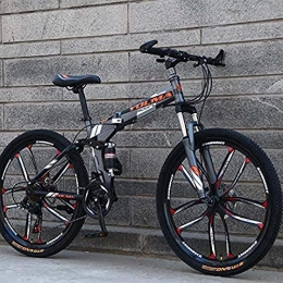 MIAOYO Zusammenklappbare Mountainbike MIAOYO 26-Zoll-Mountainbike Falten Für Erwachsene, Dual Full Suspension Fahrrad Hoher Kohlenstoffstahlrahmen, Stahlscheibenbremse, Aluminiumlegierungsrad, Orange, 21 Speed