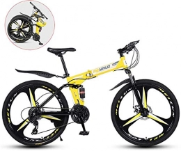LAZNG Fahrräder Mnner Mountain Bike, Falten 26 Zoll Carbon Steel Fahrrder, Double Shock Variable Speed Erwachsene Fahrrad, Herrenrad for einen Weg, Trail und Gebirge ( Farbe : Yellow , Gre : 26 in (21 speed) )