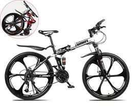 MOOLUNS Fahrräder MOOLUNS 26 Zoll Junge Mountainbike, Integriertes 6-Messer-Rad Falten Fahrrder Aus Kohlenstoffstahl, Doppelter Schock Unterschiedliche Geschwindigkeit Fahrrad, Unisex, Wei, 26in (27 Speed)
