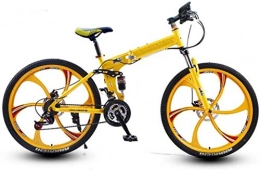 Schmutziger Korb Fahrräder Mountainbike 26inch High-Carbon Stahl Berg Faltrad Six-Schneidrad Doppelscheibenbremse Stodmpfer mit variabler Geschwindigkeit im Freien Off-Road-Fahrrad ( Color : Yellow , Size : 27 speed )