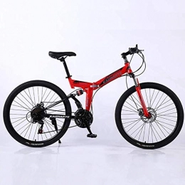 Schmutziger Korb Fahrräder Mountainbike Tragbare 24 Zoll Folding Mountain Bike High Carbon Stahlrahmen Doppelscheibenbremse Shock Variable Speed Cross-Country Bike for Erwachsene ( Color : Red , Size : 21Speed )