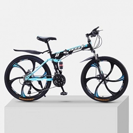 ZXCY Zusammenklappbare Mountainbike MTB Rennrad 21 Geschwindigkeit Faltbare Mountainbike Mit 6 Schneidrad Outdoor Radfahren 24 Zoll Carbon Steel Fahrrad, Blau