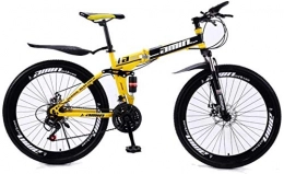 MYPNB Fahrräder MYPNB BMX Mountainbike Falträder, 26in 21-Gang-Doppelscheibenbremse Fully Anti-Rutsch, leichte Alurahmen, Federgabel, Gelb, A 5-25