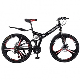 N&I Fahrräder N&I Adult Road Bikes Mountain Bikes26 Inch Folding Mountain Bike with 21 Speed 3 Spoke Wheels and Shifter High Carbon Steel Frame Double Disc Brake Dual Full Suspension Anti-Slip for Men