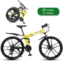 NENGGE Fahrräder NENGGE Adult Mountainbike, 26-Zoll / 10-Messer Integrieren Räder / Faltbare 21-Gang Mechanische Dual-Scheibenbremsen und Dual-Shock Absorber Außen Off-Road-Fahrräder (Color : A-Yellow)