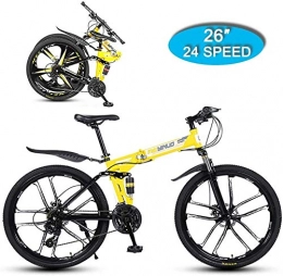 NENGGE Fahrräder NENGGE Adult Mountainbike, 26-Zoll / 10-Messer Integrieren Räder / Faltbare 24-Gang Mechanische Dual-Scheibenbremsen und Dual-Shock Absorber Außen Off-Road-Fahrräder (Color : A-Yellow)