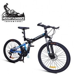 NENGGE Fahrräder NENGGE Faltbare Mountainbike 24 Gang-Schaltung für Herren / Damen, Erwachsenen Vollfederung MTB, Fahrräder mit Scheibenbremsen, Rahmen aus Kohlenstoffstahl, Black Blue, 24 Inch