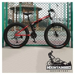 YWARX Fahrräder NENGGE Faltbare MTB Vollfederung für Herren Damen, Erwachsenen Mountainbike mit Scheibenbremsen, Jugend Fette Reifen Fahrräder, Rahmen aus Kohlenstoffstahl, Schwarz, 24 Inch 7 Speed