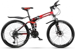 NENGGE Fahrräder NENGGE Faltrad, 24-Zoll-Faltbare Mountainbike, Kohlenstoffstahl 21-Gang Fahrrad vollgefederte Mountainbike (Color : Red)