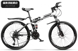 NENGGE Fahrräder NENGGE Kleiner tragbarer Fahrrad, Kohlenstoffstahl Falten Langlauf- Fahrrad, 27-Gang-Getriebe Doppelscheibenbremse Fahrrad, vollgefederte Mountainbike (Color : White, Size : 24'' 3-Spoke Wheel)