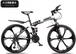 NENGGE Zusammenklappbare Mountainbike NENGGE MTB Fahrrad, Folding Berg Langlauf- Fahrrad, 21-Gang höchste Konfiguration Fahrrad, Erwachsene Kinder Fahrrad (Color : White, Size : 24'' 3-Spoke Wheel)