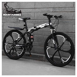 YWARX Fahrräder NENGGE MTB Vollfederung 24 Zoll für Jugend Herren Damen, 21 / 24 / 27 Gang-Schaltung Erwachsenen Faltbare Mountainbike Fahrräder mit Scheibenbremsen, Rahmen Kohlenstoffstahl, Black 6 Spoke, 24 Speed