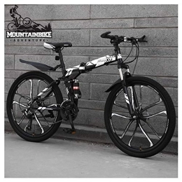 YWARX Zusammenklappbare Mountainbike NENGGE MTB Vollfederung 26 Zoll für Erwachsenen Herren Damen, 21 / 24 / 27 Gang-Schaltung Jugend Faltbare Mountainbike Fahrräder, Rahmen aus Kohlenstoffstahl, Black 10 Spoke, 27 Speed