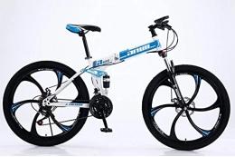 Newut Zusammenklappbare Mountainbike Newut 26-Zoll-High-Carbon-Stahl-Hardtail-Mountainbike, doppelte Stoßdämpfung integriertes 6-Messer-Rad-faltende Mountainbikes, Black Blue, 21 Speed