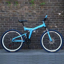 Nfudishpu Fahrräder Nfudishpu Herren Mountainbike Biken 24 / 26 Zoll 21 Speed ​​Folding Blue Cycle mit Scheibenbremsen, 24 Zoll