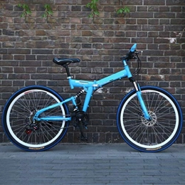 Nfudishpu Fahrräder Nfudishpu Herren Mountainbike Biken 24 / 26 Zoll 21 Speed ​​Folding Blue Cycle mit Scheibenbremsen, 26 Zoll