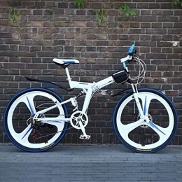 Nfudishpu Zusammenklappbare Mountainbike Nfudishpu Mountain Adult Sport Bike, 24-26-Zoll-Räder 21-Fach klappbarer weißer Zyklus mit Scheibenbremsen Mehrere Farben, 24 Zoll